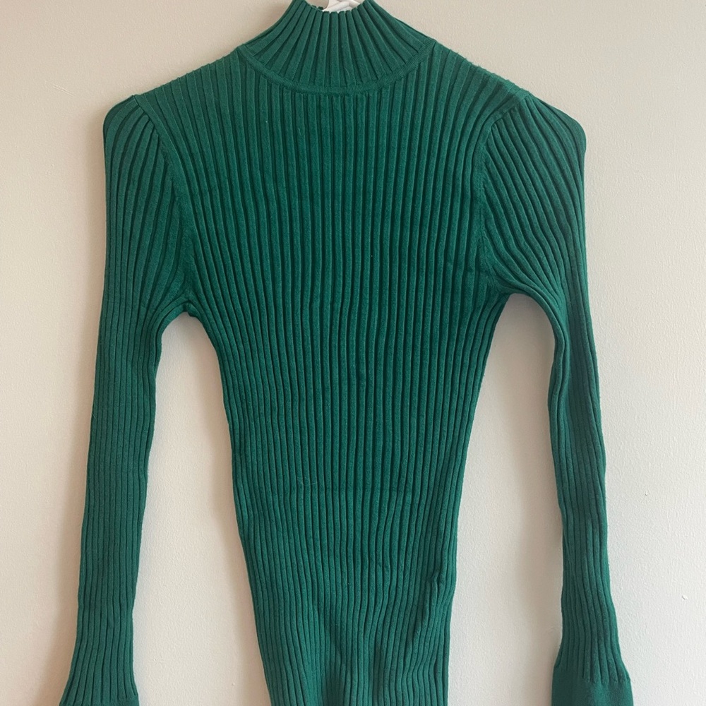 LOFT Green Ribbed Sweater